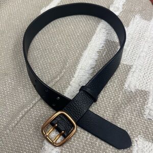 Solid Gold/Brass Genuine Leather Black Belt